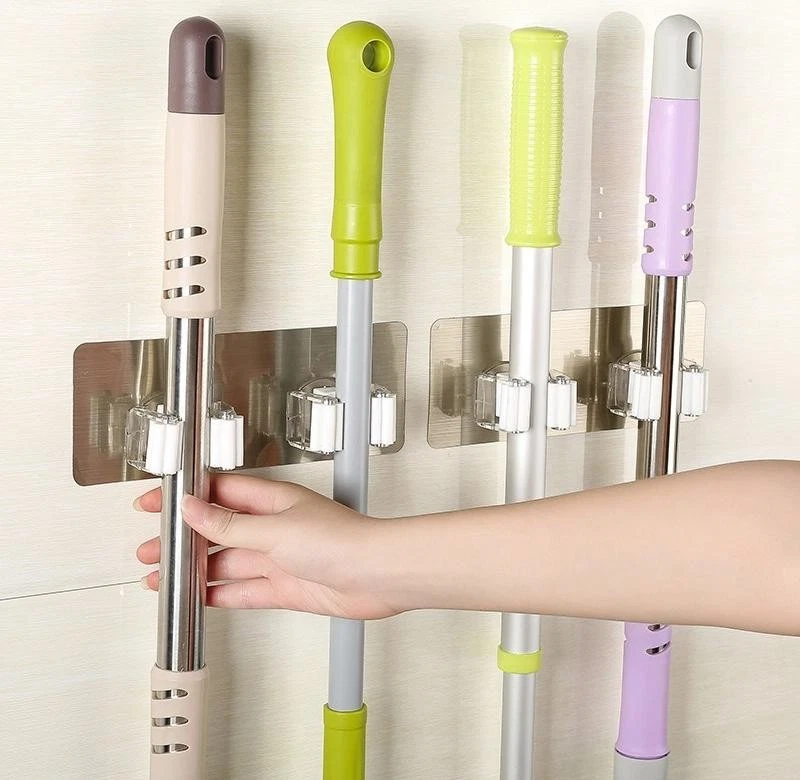 Wall Mounted Mop Organizer Holder Brush Broom Hanger Storage Rack Kitchen Tool