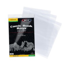 BCW Resealable Golden Age Comic Bags - 100 Pack Crystal Clear, Acid-Free Pr...