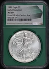 1991 Silver Eagle From US Mint Sealed Box NGC MS-69 Early Production Green Core