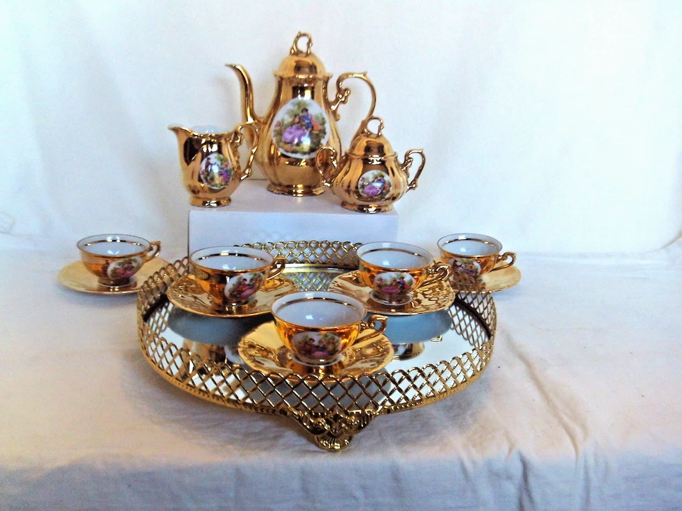 Moccaservice Josef Kuba Fragonard Golddekor JKW Mokka Espresso Set Vintage Retro - Bild 2 von 4