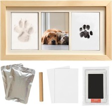 Paw Print Impression Kit for Dogs and Cats, 2 Clay, Large Ink Pad, Wooden Pic...
