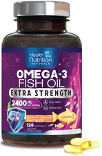 Fish Oil Omega 3 2400 mg with EPA DHA - Triple Strength Burpless Softgels