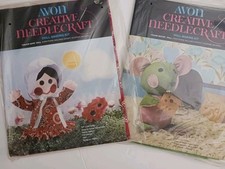 2 New Vtg Avon Needlecraft Doll Making Kits Calico Kate House Mouse Doll 1973