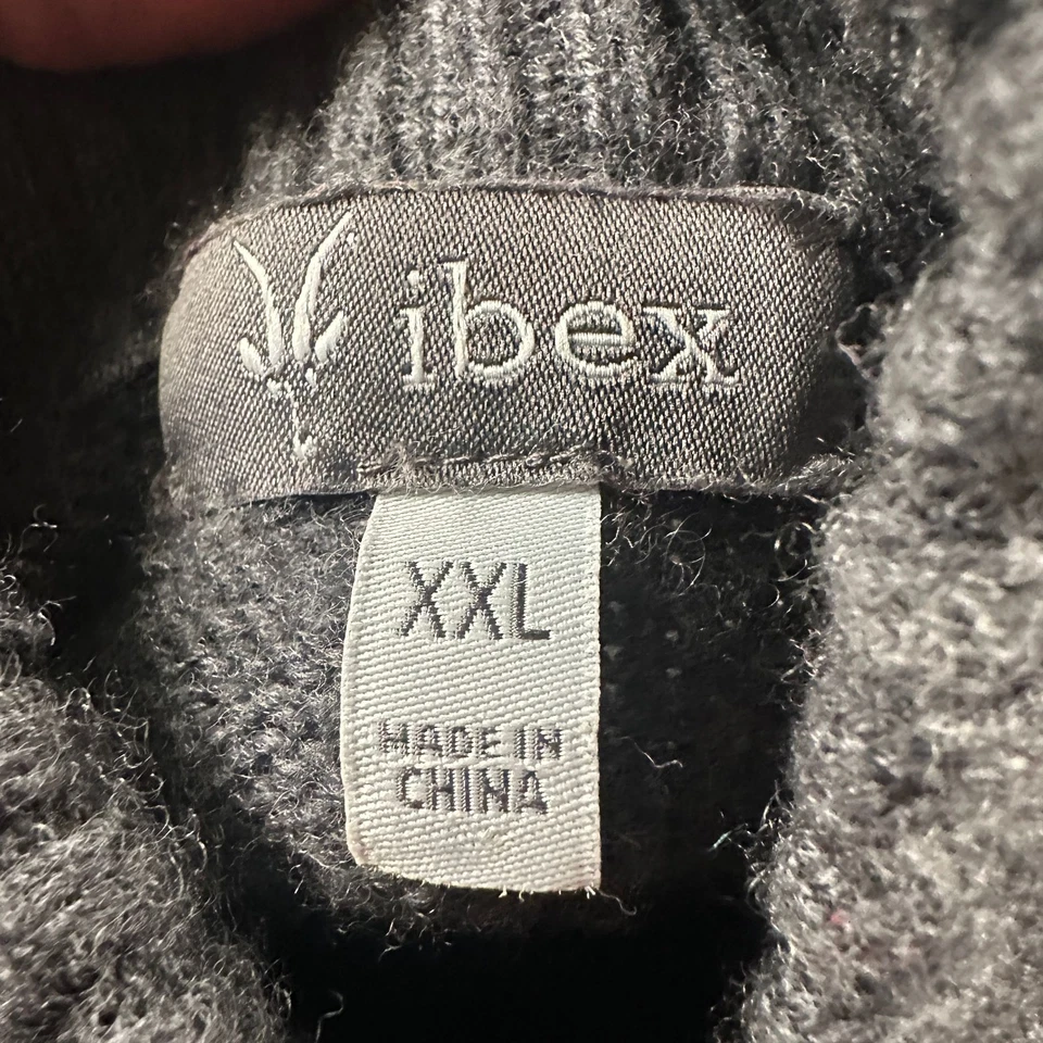 Ibex Merino Wool Zip Sweater Mens XXL Charcoal Full Zip Mock Neck Ribbed Warm - Image 3 of 4