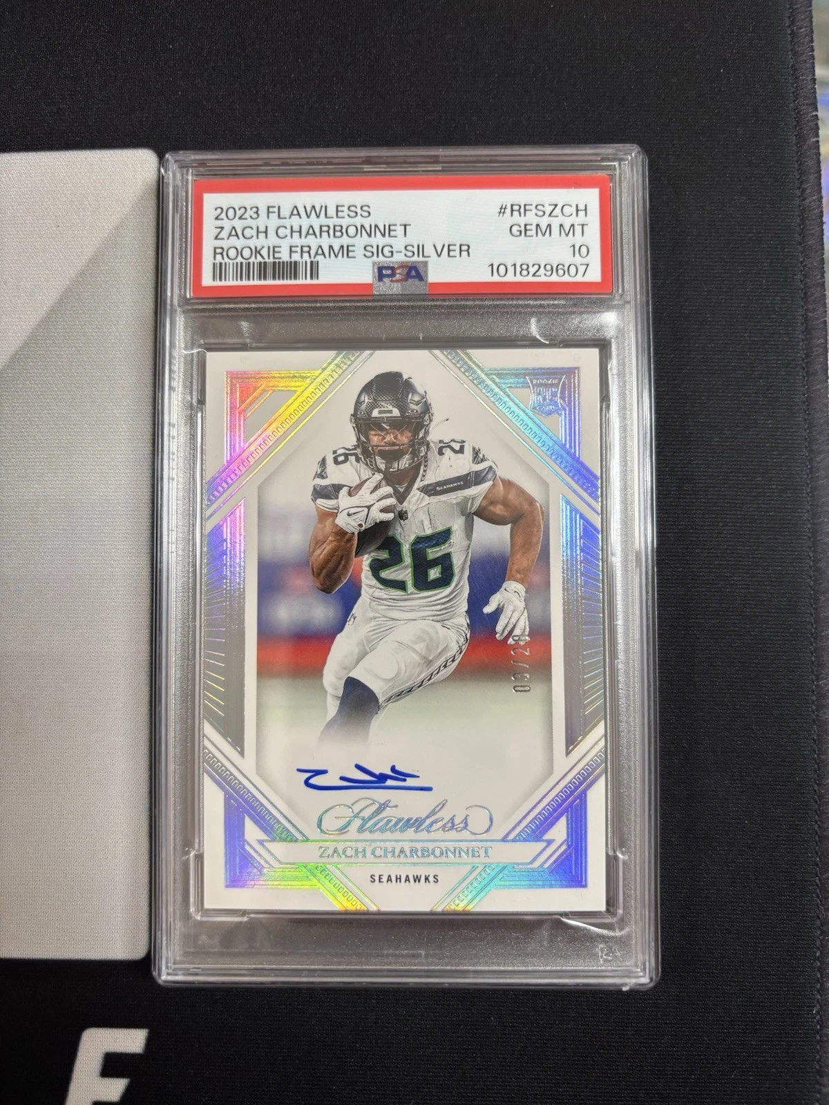 Zach Charbonnet Panini Flawless Rookie Frame Signatures #RFSZCH Silver