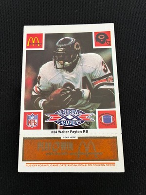 SUPER BOWL XX CHICAGO BEARS WALTER PAYTON GOLD MCDONALDS GAME 1986 FOOTBALL CARD
