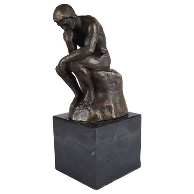 Bronzeskulptur Bronzefigur Sitzender Denkender Mann Herr #45965