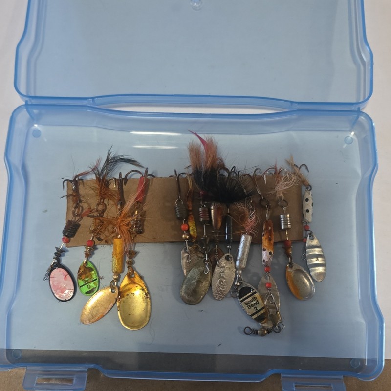 13 Vintage & Used InLine Spinner Fishing Lures South Bend & More-Tackle Box Find