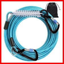 Dog Tie Out Cable 30FT-1000LBS Break Strength,Heavy Duty Dog Leads for Yard w...