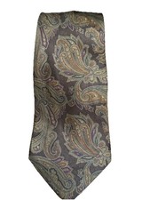 BROOKS BROTHERS MAKERS Vintage 100 Silk Neck Tie, Brown Paisley, USA