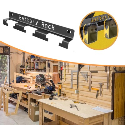 Battery Holder Battery Rack Wall Mounted Sturdy Carbon Steel Easy to ...