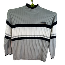 VTG South Pole Y2K Striped Sweater Mens Size XL Gray/White NWOT
