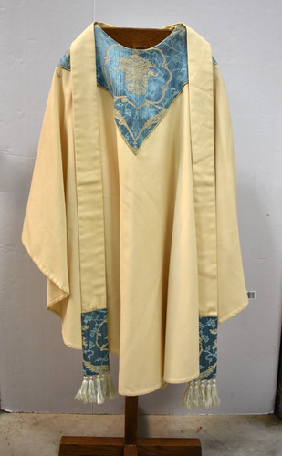 + Used White and Blue Vestment with Stole + 48" + (#V54)