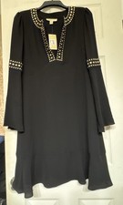 Michael Kors Black Studded Bell Sleeve A-Line Dress. Sz M. NWT!