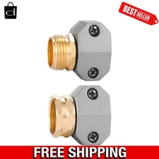 Aluminum Garden Hose Coupling Set - Fits 5/8 & 3/4 Inch Hoses, 2 Pack