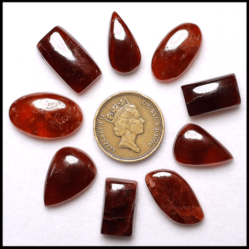 Ceilán 9 piezas granate hessonita natural sin tratar 17-23 mm cabujón piedras preciosas sueltas - Imagen 4 de 10