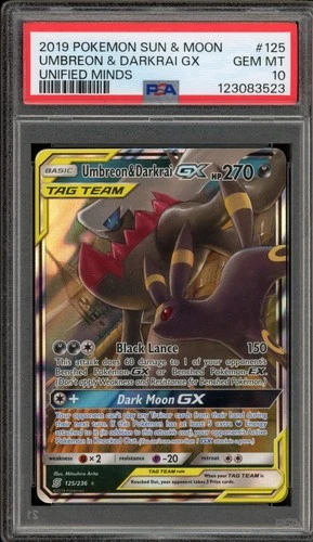 Pokemon Umbreon & Darkrai GX Unified Minds Holo Ultra Rare #125 PSA 10 Gem Mint