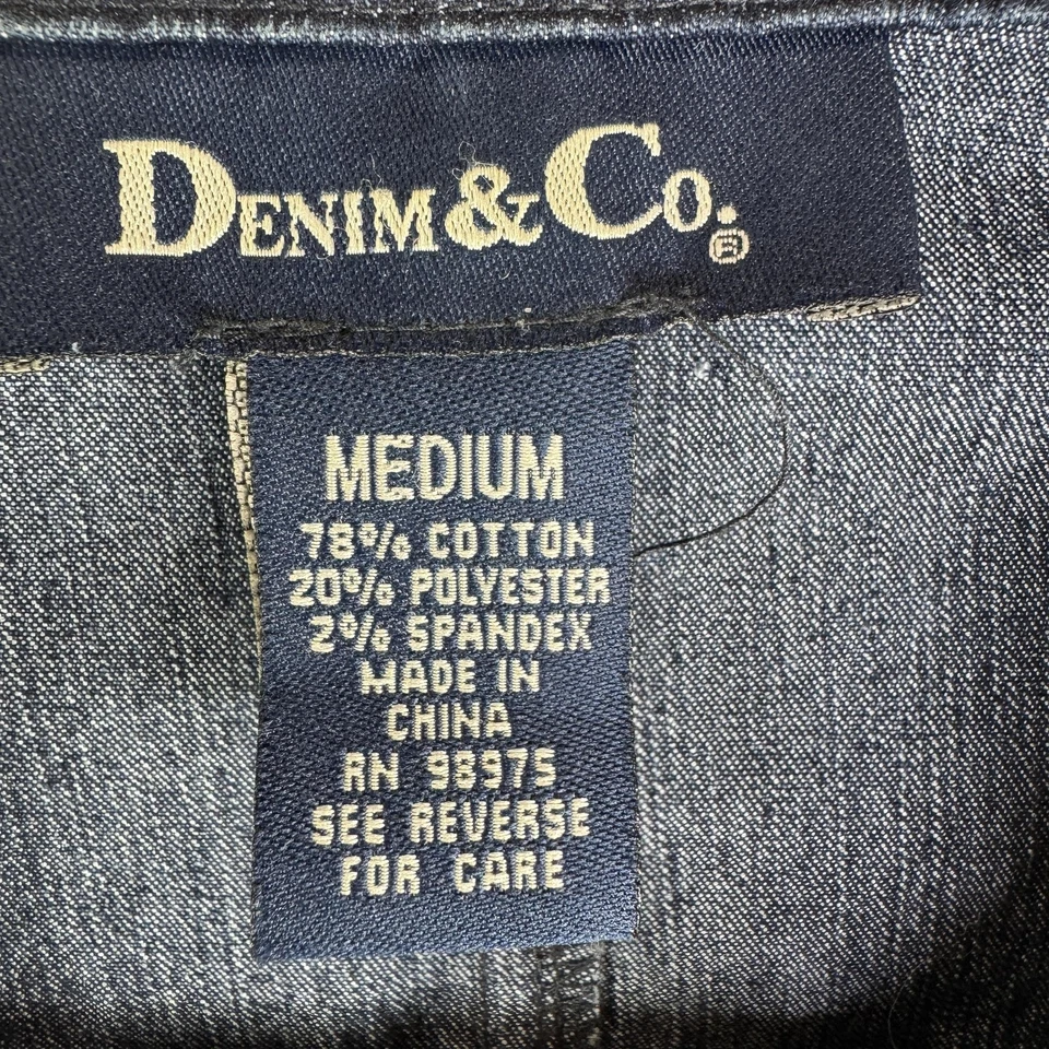 Chaqueta Denim & Co Mujer Blazer Denim Mediano 3 Botones Elastizados Parche Bolsillos Foto 2 de 4