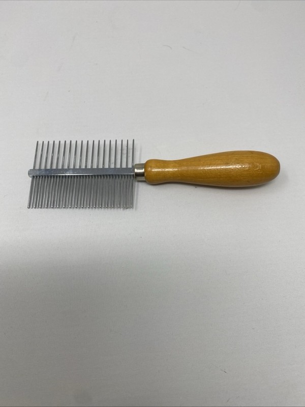 Two Sided Steel Wire Dematting Detangling Pet Brush With Wood Handle