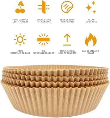 50PCS Ideal Kitchen Air Fryer Paper Liner Round 7.8 Inch,Baking Disposable Air F