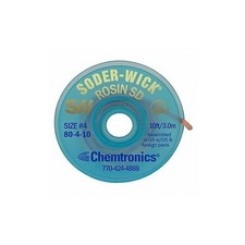 Chemtronics, 80-4-10, Desoldering Wick, 10 ft., 4, Copper, Rosin