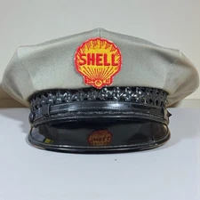 Vintage SHELL Oil Service Gas Station Uniform Hat Cap Original Advertising Sign