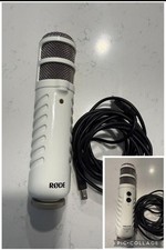 RODE Podcaster USB Broadcast Microphone White and shock mount