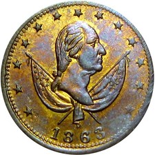 1863 George Washington Exchange Patriotic Civil War Token R4 BRASS