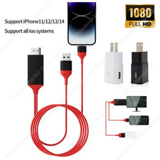 For iPhone iPad 1080P HDMI Mirroring AV Cable Phone to TV HDTV Adapter Sync Cord