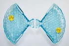 TWO Vtg Fenton Hobnail Blue Opalescent Fan Trays Vanity Decor MINT