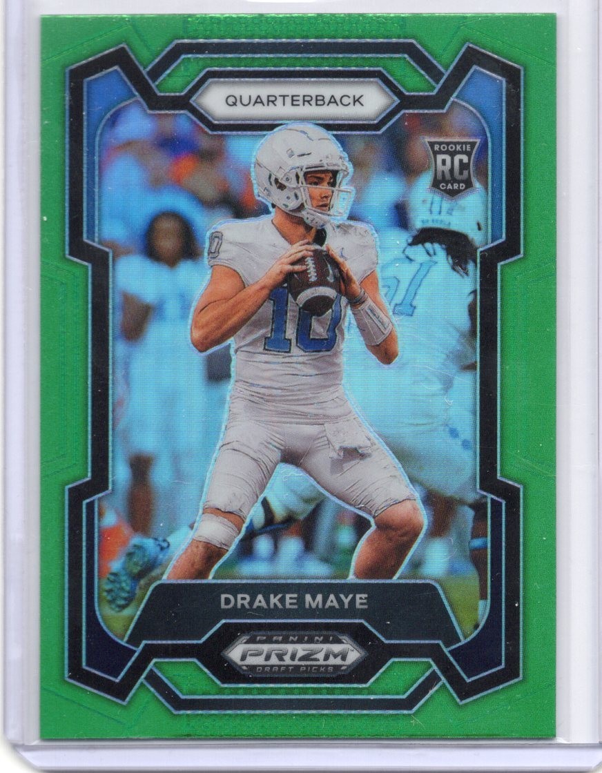 2024 Panini Prizm Draft Picks - #103 Drake Maye Green Prizm (RC) Heels/Patriots