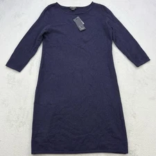 Bloomingdales Sweater Womens Large Navy Tunic Dress 100% 2 Ply Cashmere NEW