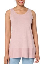 LOGO Layers by Lori Goldstein Women's Tank w Pleated Trim Vintage Rose