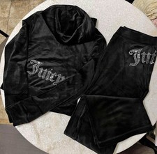 Juicy Couture y2k Liquorice velour rhinestone bling tracksuit size small