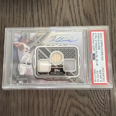 2022 Topps Sterling Tom Glavine Relic Autograph Blue #’d 01/10 PSA 8 Auto 10