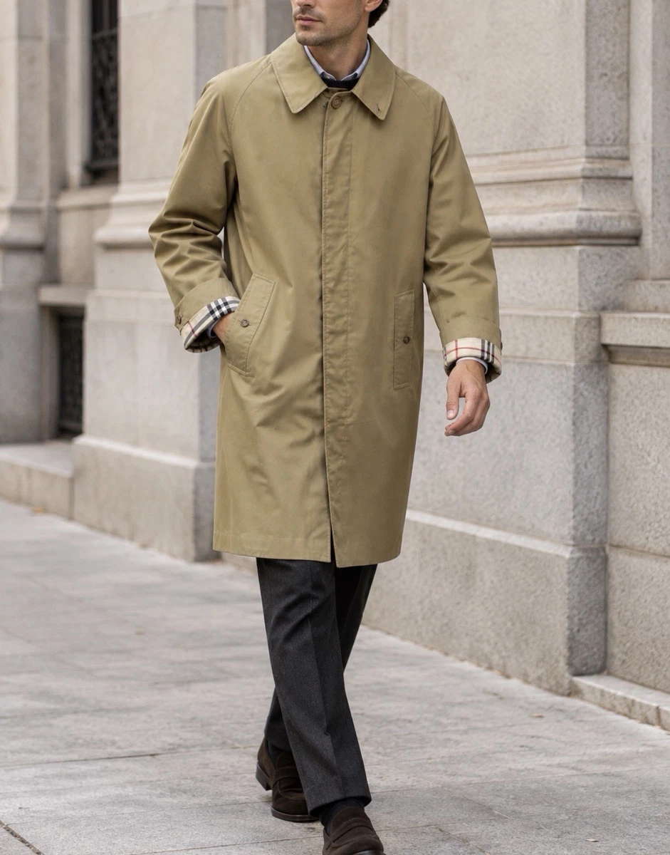 Burberrys Vintage Khaki Trench Coat Nova Check Lining XL