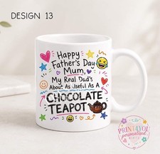 Funny Fathers Day Mug - Ceramic Coffee Cup | Double Sided Print Stepdad Gift Ide