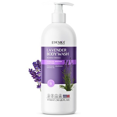 Edenika Lavender Body Wash Stress Relief Calming Aromatherapy Shower Gel 16 oz