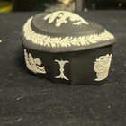 Wedgwood Black & White Oval Stoneware Trinket Box Art Pottery Decorative England — photo 4