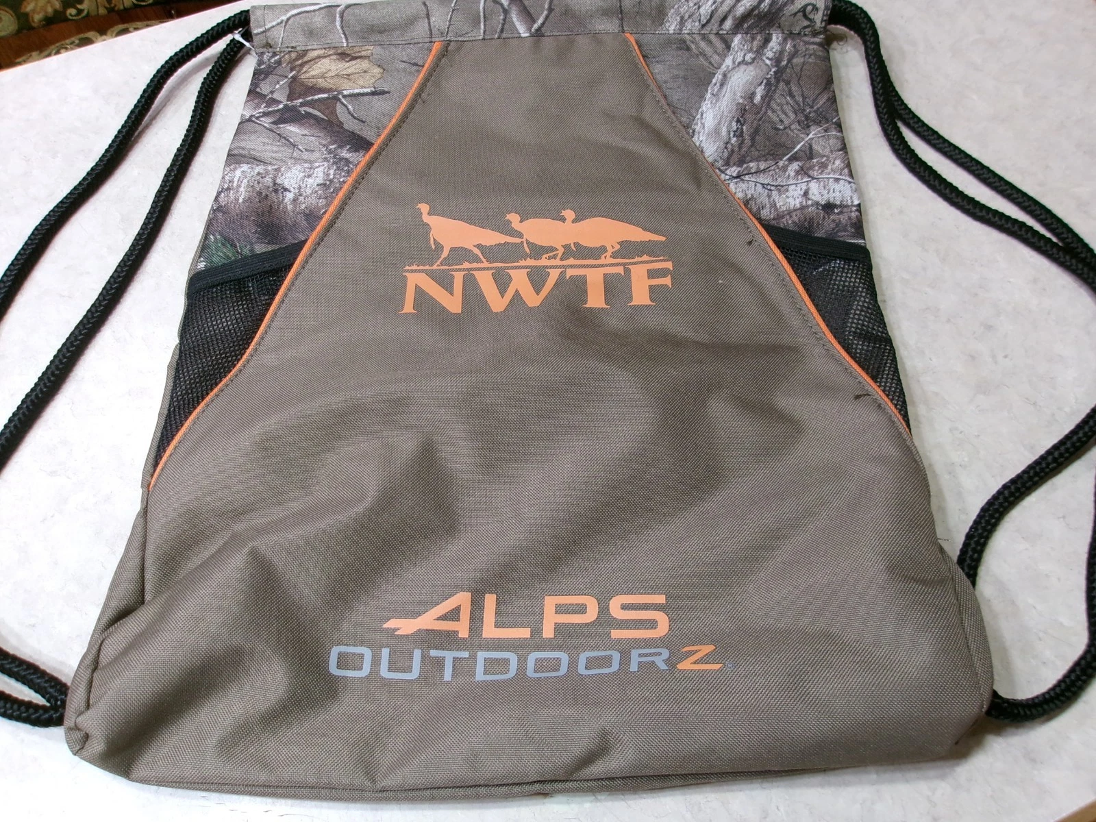 NWTF Camo Promo Drawstring Backpack Alps Outdoorz Turkey Carry Out Bag NEW