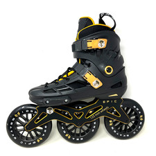 Epic Skates Adult 7 Black 125mm Engage 3-Wheel Inline Speed Street Lace Up Strap