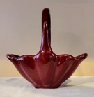 Royal Haeger Burgundy Wine Red Handled Basket Planter USA 1996
