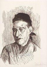 Max Liebermann, Bäuerin, Original Holzschnitt, nummeriert, signiert, 1911