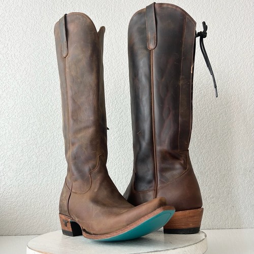 Lane OLIVIA JANE Knee High Womens Cowboy Boots 8 Brown Leather Western Cowgirl - 第 1/13 張圖片