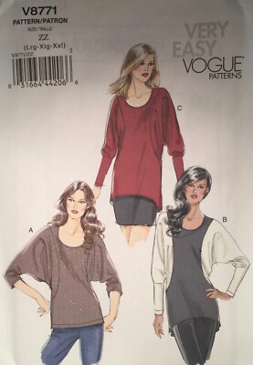 NEU/VINTAGE 2011 VOGUE HALB TAILLIERTER PULLOVER STRICK OBERTEIL MUSTER V8771 LG - XXLG
