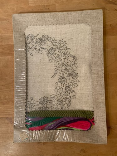 Vintage WonderArt Crewel Embroidery 14” Pillow Kit Sealed FLORAL WREATH No. 5072 - Picture 4 of 7