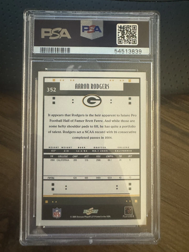 Aaron Rodgers 2005 Score Rookie Card RC PSA 8  New York Jets Packers! - Image 2 of 4