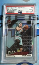 2019-20 Panini Clearly Donruss The Rookies Green 2/25 Tyler Herro #7 RC PSA 9