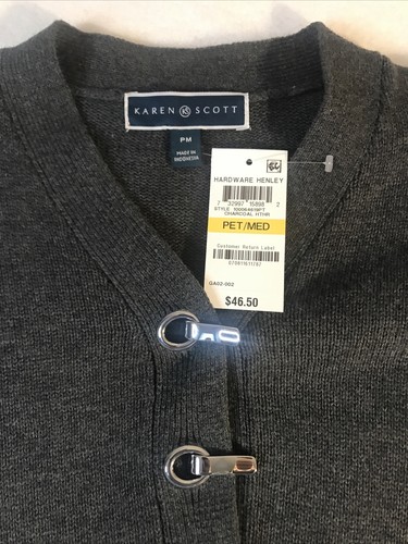 NWT Karen Scott Charcoal Heather Pullover Sweater PM - Picture 3 of 7