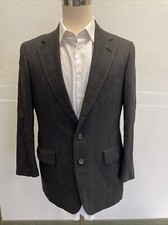 VTG Chaps Ralph Lauren 42R 34 X 29 2Pc Gray Pin Stripe 100 Wool 2Btn Suit
